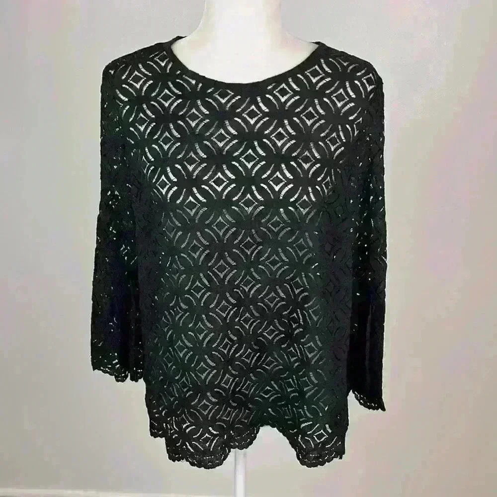 H&M Black See-Through Blouse Size Large